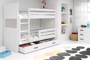 Stockbett für Jugendliche Richard, 90x200, mit Schublade, weiß