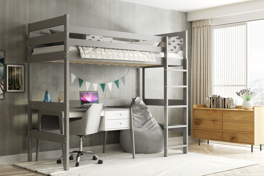 Jugend-Hochbett – graphitgrau 90x200