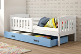 Jugendbett Jakob, 80x190, mit Schublade, weiß/blau