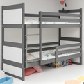 Stockbett für Jugendliche Richard, 90x200, mit Matratze, grau/weiß