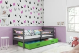 Jugendbett Erik, 80x190, mit Matratze und Schublade, grau/grün