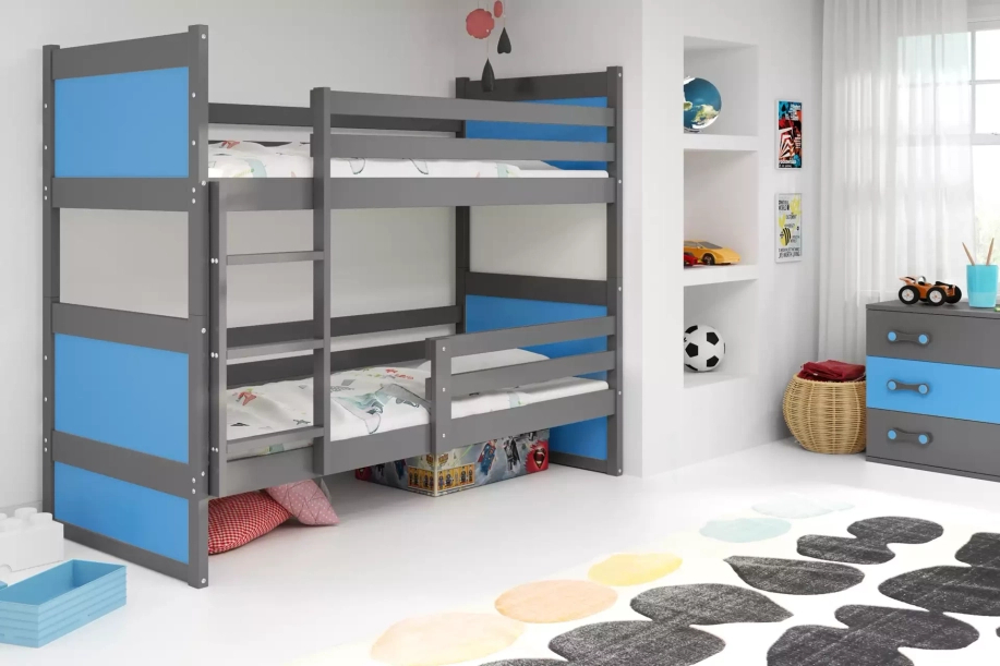 Stockbett für Jugendliche Richard, 90x190, grau/blau