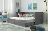 Ausziehbett für Jugendliche Tagesbett Hermes, 80X200 mit Schublade, grau