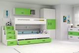 Stockbett für Jugendliche Max 3, 120x200, mit Matratze und Schublade, grün