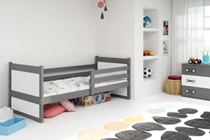 Jugendbett Richard, 90x200, mit Matratze, grau/weiß
