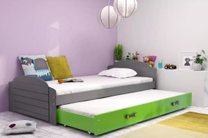 Ausziehbett für Jugendliche Lilly, 90x200, mit Schublade, grau/grün