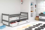 Jugendbett Richard, 90x200, mit Matratze und Schublade, grau/weiß