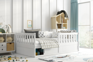 Kinderbett Smart, 80x160, mit Matratze und Stauraum, weiß