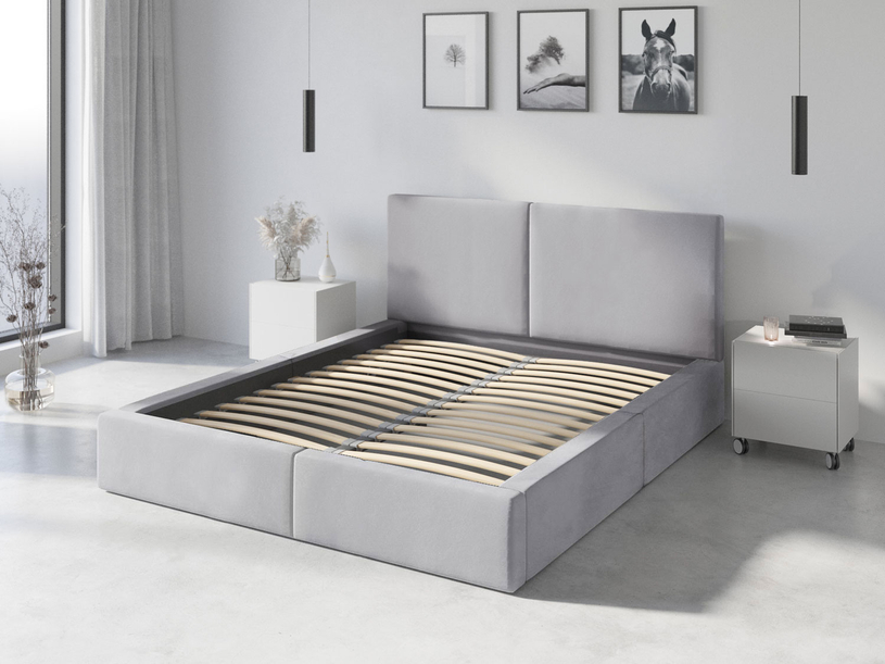 Polsterbett Schlafzimmerbett Doppelbett Hilton 160X200, hellgrau