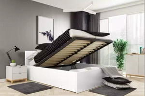 Doppelbett Panamax, 140x200, mit Stauraum, weiß