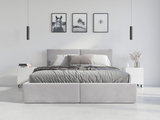 Polsterbett Schlafzimmerbett Doppelbett HILTON 140X200 mit Matratze und Stauraum, hellgrau