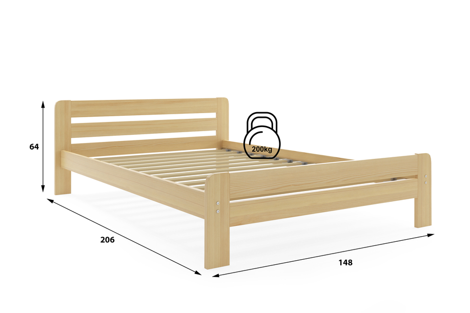 Doppelbett Dallas, 140x200, Kiefer