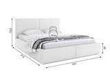 Polsterbett Schlafzimmerbett Doppelbett HILTON 140X200 mit Stauraum, weiß