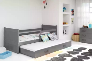 Ausziehbett für Jugendliche Richard, 90x190, mit Schublade, grau