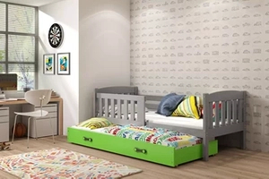 Ausziehbett für Jugendliche Jakob, 80x190, mit Schublade, grau/grün