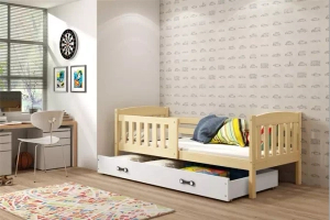 Jugendbett Jakob, 90x190, mit Schublade, Kiefer/weiß