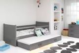 Ausziehbett für Jugendliche Richard, 90x200, mit Schublade, grau