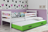 Ausziehbett für Jugendliche Erik, 80x190, mit Schublade, weiß/grün