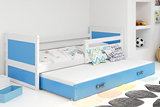 Ausziehbett für Jugendliche Richard, 90x200, mit Schublade, weiß/blau