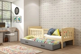 Ausziehbett für Jugendliche Jakob, 80x190, mit Matratze und Schublade, Kiefer/grau