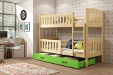 Stockbett für Jugendliche Jakob, 90x200, mit Schublade, Kiefer/grün