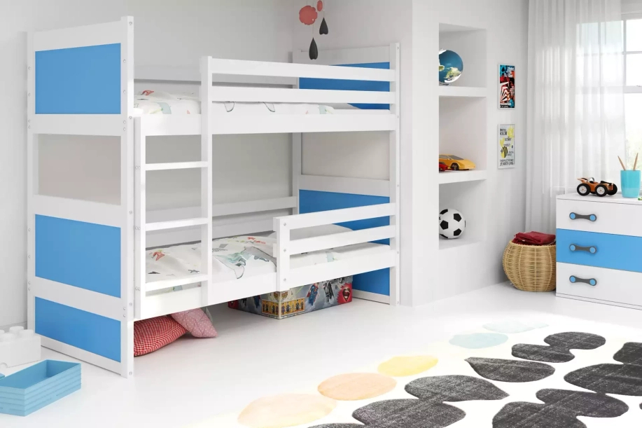 Stockbett für Jugendliche Richard, 90x190, weiß/blau