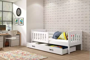 Jugendbett Jakob, 90x190, mit Matratze und Schublade, weiß