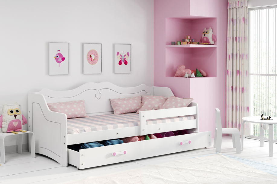 Kinderbett Julia, 80x160, mit Matratze und Schublade, weiß