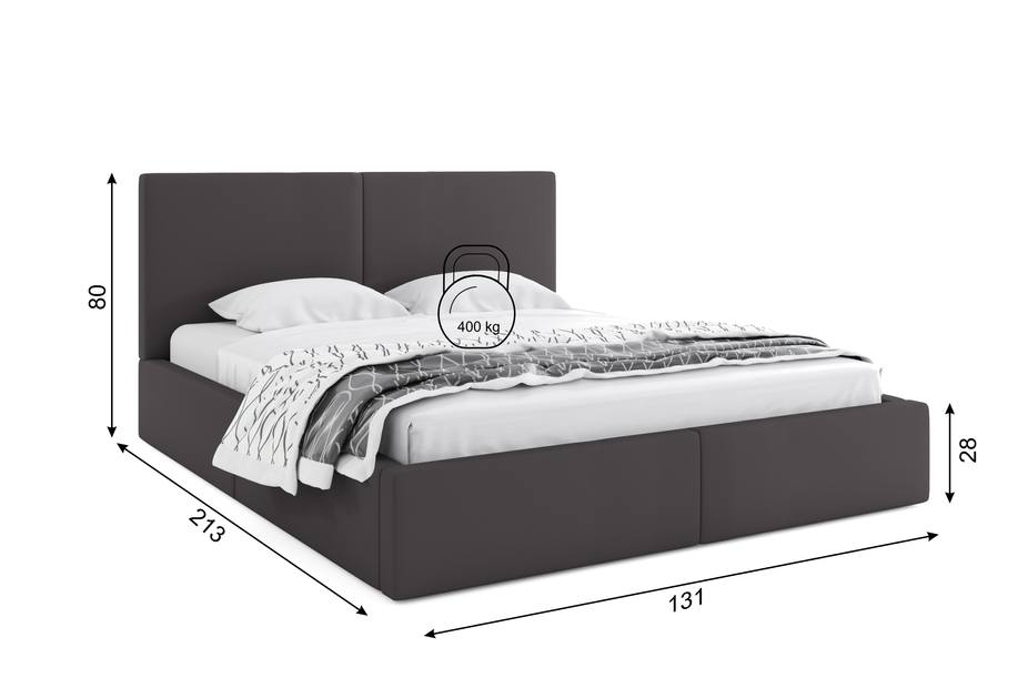 Polsterbett Schlafzimmerbett Doppelbett Hilton 120X200, graphit