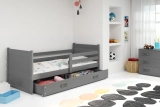 Jugendbett Richard, 90x200, mit Matratze und Schublade, grau