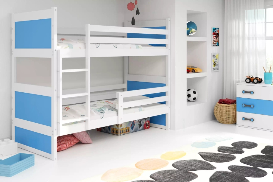 Stockbett für Jugendliche Richard, 90x200, weiß/blau