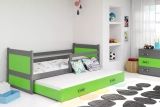 Ausziehbett für Jugendliche Richard, 90x200, mit Schublade, grau/grün