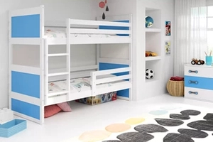 Stockbett für Jugendliche Richard, 90x200, weiß/blau