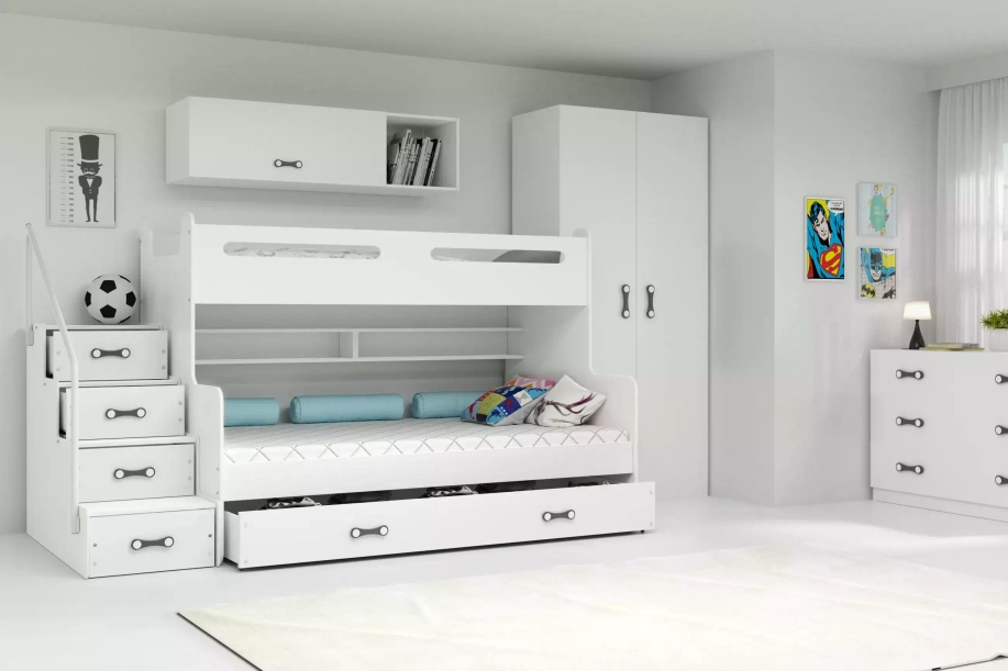Stockbett für Jugendliche Max 3, 120x200, mit Schublade, weiß