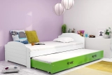Ausziehbett für Jugendliche Lilly, 90x200, mit Schublade, weiß/grün
