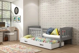 Ausziehbett für Jugendliche Jakob, 80x190, mit Matratze und Schublade, grau/weiß