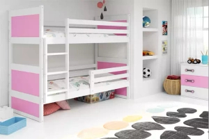 Stockbett für Jugendliche Richard, 90x190, weiß/rosa