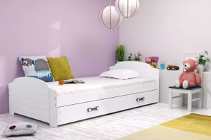 Jugendbett Lilly, 90x200, mit Matratze und Schublade, weiß