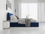 Polsterbett Schlafzimmerbett Doppelbett HILTON 140X200 mit Matratze und Stauraum, blau