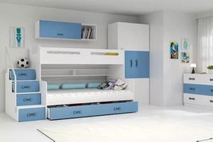 Stockbett für Jugendliche Max 3, 120x200, mit Schublade, blau