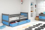 Jugendbett Richard, 90x200, mit Matratze und Schublade, grau/blau