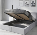 Polsterbett Schlafzimmerbett Doppelbett HILTON 140X200 mit Matratze und Stauraum, hellgrau