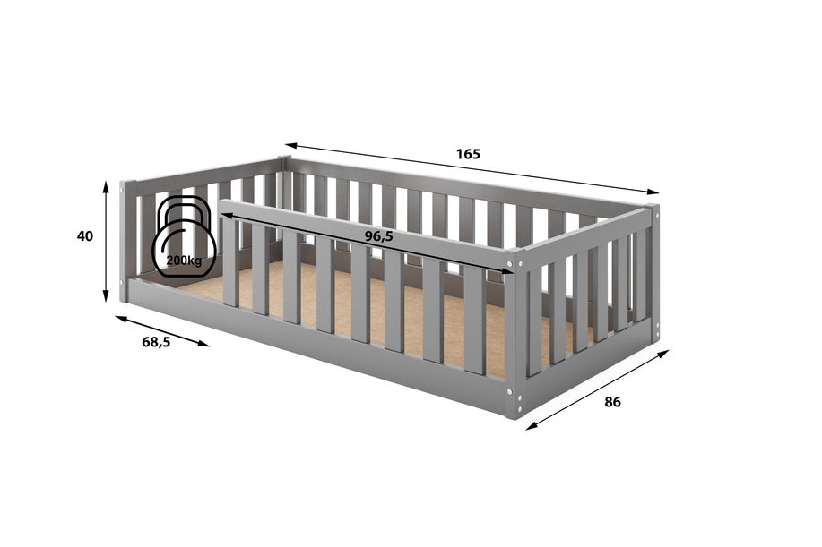 Kinderbett Bella Sima, 80x160, grau