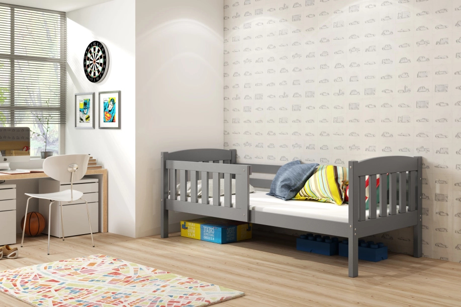 Kinderbett Jakob, 80x160, mit Matratze, grau