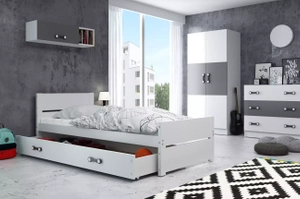 Jugendbett Bartholomäus, 90x200, mit Schublade, weiß
