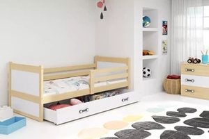 Jugendbett Richard, 80x190, mit Schublade, Kiefer/weiß