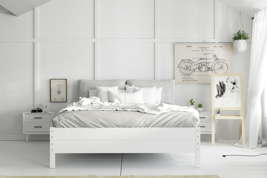 Doppelbett 160x200 – Continental Weiß mit hochklappbarem Lattenrost