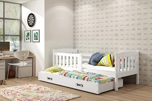Ausziehbett für Jugendliche Jakob, 80x190, mit Matratze und Schublade, weiß