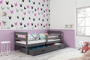 Jugendbett Erik, 80x190, mit Schublade, grau