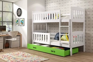 Stockbett für Jugendliche Jakob, 90x190, mit Schublade, weiß/grün